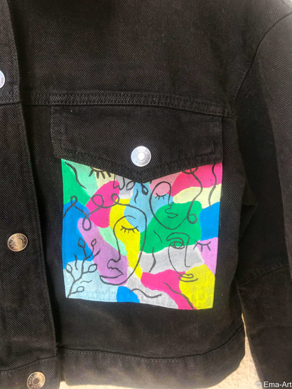 Veste Jean VISAGE PICASSO vêtement personnalisé